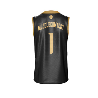 Muscle Contest Basketball Jersey Black and Gold