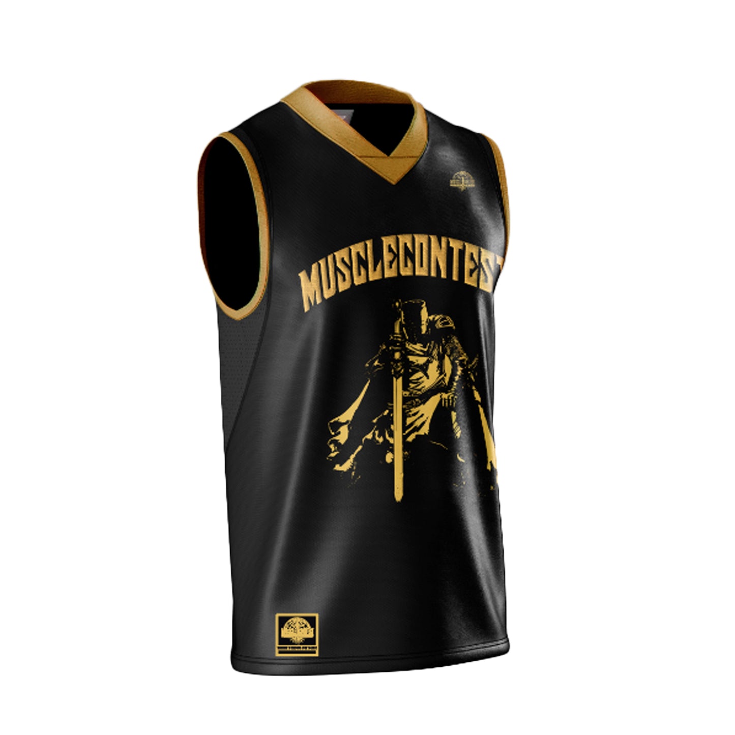 Muscle Contest Basketball Jersey Black and Gold