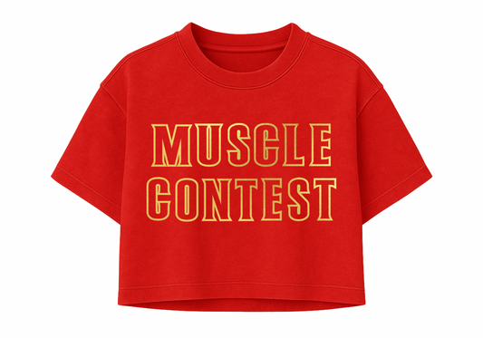 Muscle Contest Red Crop Top w/ Gold