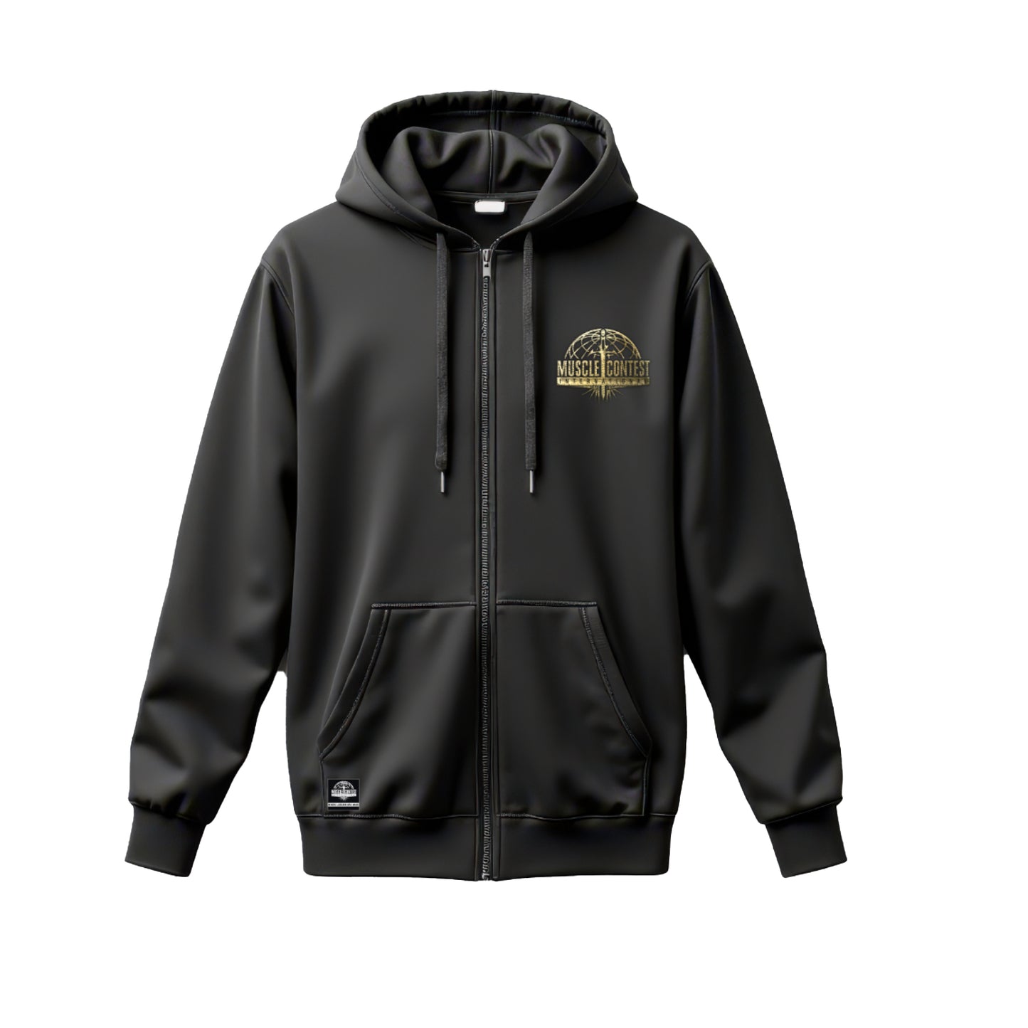 Muscle Contest Black Hoodie with Gold Knight Embroidery