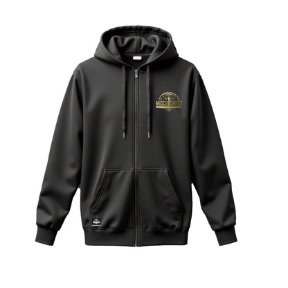 Muscle Contest Black Hoodie with Gold Knight Embroidery